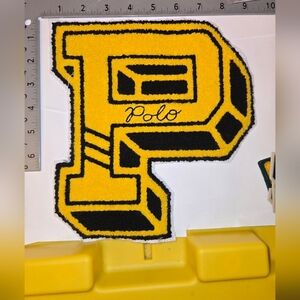 Polo Ralph Lzuren Patches Extra Lzrge Yellow and Black Letter P Patch